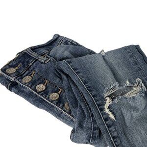 Garage 03 Premium_ Button Fly Distressed Blue Skinny Jeans Size 3